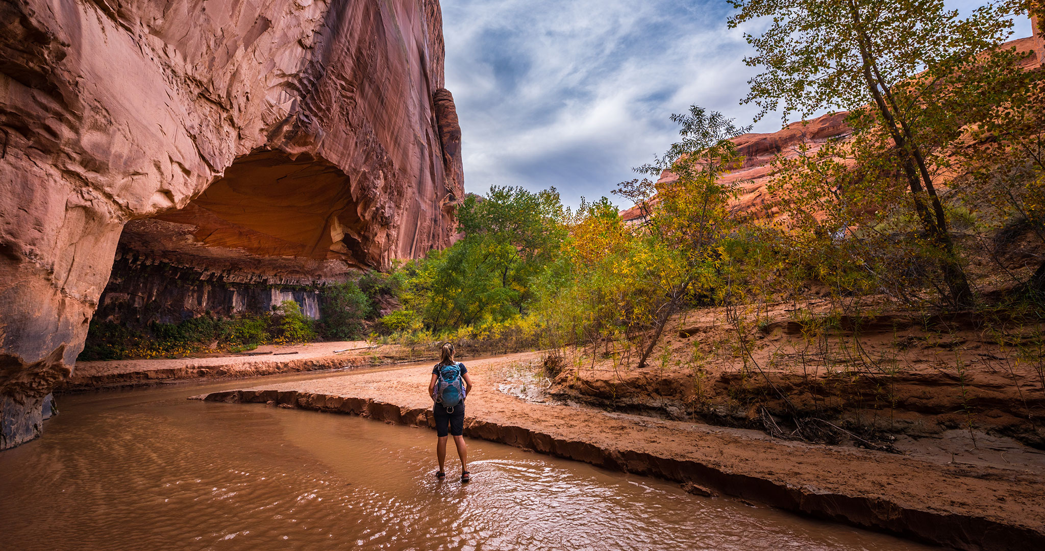 Hiker in Coyote Gulch Grand Escalante National Monument, Utah